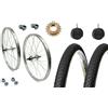 Generico Coppia Ruote Bici Complete 26" x 1 3/8 City Bike/Olanda - Cerchio in Alluminio/Acciaio con Copertone, Camera d'Aria e Pignone 18 Denti - Incl. Dadi Fissaggio e Flap