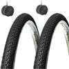 MADICKS 2 Copertoni + 2 Camere d'Aria 26 x 1 3/8 (37-590) Nero per Bici Stradale - Pneumatici in Gomma per City Bike, Trekking, Olanda, Graziella e Passeggio - Kit Completo Coppia Ruote Bicycle