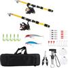 Aomiun Canna da Pesca Telescopica, Set Combinato di Canne da Pesca, Combinazione Canna e Mulinello, Kit con Mulinelli Spinning, Canne (Set combinato di 2 retrattili)