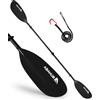 Abahub Pagaia per Kayak in Carbonio Completamente Regolabile da 220 cm a 230 cm Doppia Pagaia con Guinzaglio per Kayak Barca a Remi, Gambo in Carbonio Lama per Pagaia in Fibra di Carbonio
