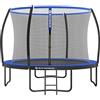 SONGMICS Trampolino da 366 cm, Trampolini Elastico 12 Piedi con Rete di Recinto, Tappeto Protettivo, Palo Alto 180 cm, Struttura Metallica, Nero e Blu STR12BK