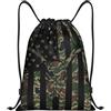 Generic Deer Skull Camo American Flag Zaini Sportivi alla Spazioso Borsa da Ginnastica Pieghevole Sacca Sportiva per Sport Spiaggia Viaggio 39X46Cm