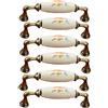 SANCHAKOU Tiretti Per Mobili 6-Pack Maniglie In Ceramica In Ottone Oro Fiore Blu Antico Singolo Foro Piccola Maniglia Maniglia Cassetto Ferramenta Per Mobili 5035-96Mm Giallo Rosa