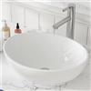 MEJE 40,5 x 33,5 x 14 cm, lavabo ovale in ceramica bianca, moderna ciotola a forma di uovo, lavabo da bagno sopra il bancone