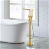 ARCORA Rubinetto Vasca a Pavimento con Doccetta, Miscelatore Vasca a Pavimento, Girevole 360°, Ottone Massiccio e Acciaio Inox, Cartuccia Ceramica, per Vasca Freestanding, Dorato