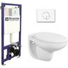 Structio International Elemento a parete da incasso per WC a incasso, per WC a incasso, set WC Soft Close, elemento di montaggio e piastra di pressione (piastra di pressione 1 + WC bianco 190)
