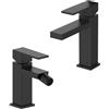 Generico Set rubinetti miscelatori lavabo e bidet nero opaco- monocomando - Boleco