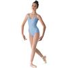 Mirella Body da danza da donna con cucitura a V e cucitura frontale, azzurro, L