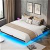 YITAHOME Telaio per letto con illuminazione a LED, porta USB, interfaccia tipo C, design fluttuante, telaio in metallo, rivestimento in tessuto, senza materasso, 180 x 200 cm