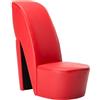 vidaXL Poltrona a Forma di Scarpa con Tacco Design Audace Moderna Comoda Imbottita Morbida Sedia Imbottita Arredo Casa in Similpelle Rossa