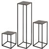 AKTIVE Max Home Set 3 tavolini quadrati 30x30x90 cm, 26x26x60 cm e 22x22x30 cm, peso max. 3 kg, legno grigio, gambe in metallo nero, per soggiorno, camera da letto, ingresso (18516)