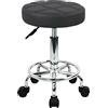 WKWKER PU Leather Round Rolling Stool Sgabello girevole Regolazione altezza Home Office Sgabello Drafting Lab Cucina Massaggio Sgabelli con ruote Sedia da ufficio (grigio)