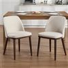 Ya-Home Set di 2 Sedie Sala da Pranzo, Sedia da Cucina di Lino con Schienale, Poltroncine da Pranzo con Gambe in Legno per Sala da Pranzo/Soggiorno/Ristorante, Beige