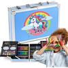 Maverton Valigetta Colori Personalizzata - Azzurra o Rosa a 2 Piani - Set Pittura e Disegno - Kit Matite Colorate Pastelli Pennarelli Colori a Matita - Regalo Bambini Compleanno