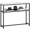 HOMCOM Tavolo consolle moderno Tavolo consolle stretto per corridoio con superficie effetto marmo e ripiano aperto e struttura in metallo Tavolo da divano per ingresso soggiorno 100x30x81 cm Bianco