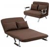 HOMCOM Divano Letto 2 Posti 3 in 1 in Pelle Scamosciata Sintetica con Schienale Regolabile in 5 Posizioni, Divano 2 Posti con 2 Cuscini, Seduta Imbottita, 111x80x78 cm, per Soggiorno, Marrone Scuro