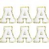 QUARKZMAN Toppe Lettere in Chenille 2.2 Autoadesive Lettera A Toppa Ricamata Adesivo per Lettere Applicazione per Riparare Vestiti Jeans Scarpe Cappello DIY (Bianco, Confezione da 6)