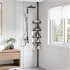 SONGMICS Mensola angolare per doccia, 4 ripiani, per bagno, 85-305 cm, regolabile, organizer per bagno, nero BCB001B01B01