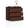 BDW Cassettiera con 3 cassetti, credenza, armadio multifunzione, soggiorno, sala da pranzo. Accoglierà tutte le cose necessarie (rovere Sonoma/bianco) (wengè)