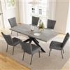 JIEXI Set tavolo e sedie allungabili, moderna tavola da pranzo allungabile e sedie da 4-6 posti, piano in MDF adatto per soggiorno, cucina, lunghezza 130-170 cm