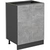 Vicco Mobiletto base cucina R-Line, Calcestruzzo, 60 cm senza piano di lavoro, per la libera combinazione all'interno di sistemi cucina modulari