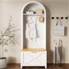 Lcoho Armadio multifunzione con scarpiera, ripiano e gancio, per ingresso, corpo in MDF, design moderno, piedini in ferro stabili (colore legno + bianco)
