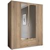 Stella Trading KARL, Elegante armadio a 4 ante molto capiente, versatile con ante a battente, effetto rovere Sonoma, con ante a specchio, 160 x 196 x 54 cm, L x A x P