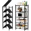 ZENZERO®Scaffale da cucina con rotelle - SCAFFALE PIEGHEVOLE in Metallo con Ruote - Scaffale Cucina Salvaspazio - 158 × 71 × 33 cm- Capacità 240kg(Nero, 5 Scaffali)