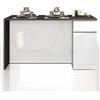WHOUS Isola Cucina SOLE con 2 Ante e 2 Cassetti, Tavolo da Pranzo e Piano di Lavoro, Ideale per Open Space e Spazi Ridotti, 160x90x90 cm, Bianco Lucido e Report