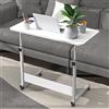 ARunThLana Tavolo per computer, 80 x 40 cm, scrivania regolabile in altezza 69-90 cm, tavolo mobile da sopraelevato, girevole a 360 gradi, con ruote, per camera da letto, ufficio, divano, Bianco