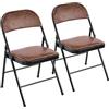 Balama - Set di 2 sedie pieghevoli, imbottite con struttura in metallo e tessuto, salvaspazio, portata fino a 120 kg, stabile sedia pieghevole per giardino, cucina, ufficio, marrone-nero