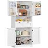 TEENFON Credenza Cucina Alta, Mobile Dispensa Alto 4 Ante e 2 Cassetti con Ripiani Regolabili e Portaspezie sulla Porta, Armadio Multiuso per Cucina, Soggiorno, Bagno, 60 x 30 x 161 cm, Bianco