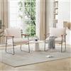 Ckaff Set di 2 Poltrona Salotto Scandinava, Poltrona Camera da Letto con struttura in metallo, Poltroncina Imbottita con Braccioli per Soggiorno Camera da Letto Sale da Pranzo, Beige