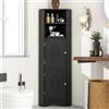 KOMHTOM Mobiletto bagno salvaspazio stretto con 2 ante e 2 ripiani aperti Mobiletto angolare bagno, credenza cucina alta Mobiletto multiuso con ripiani per soggiorno camera da letto bagno (nero)