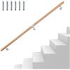 Eikuavons Corrimano in legno di faggio, 200 cm, ringhiera da parete con supporto da parete e tappi terminali, corrimano in legno antiscivolo, ringhiera per scale, balcone, rotondo, diametro 42 mm