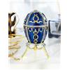 KEREN KOPAL Scatola portagioie Keren Kopal Blue Royal Egg fatta a mano decorata e cristal...