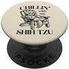 Shih Tzu Dog Lover Gifts Rilassarsi con la mia poltrona estiva per cani Shih Tzu PopSockets PopGrip Adesivo