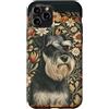 Vintage Dog Art Custodia per iPhone 11 Pro Nero e Argento Schnauzer Vintage Floral Art