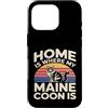 Maine Coon Cat Lover Home Retro Sunset Custodia per iPhone 16 Pro Casa è dove il mio Maine Coon è amante dei gatti