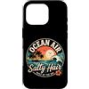 Coastal Sunset Paradise Co. Men Women Ki Custodia per iPhone 16 Pro Ocean Air Salato Capelli Beach Club Retro Costiera Tramonto