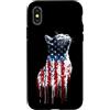 Paint Dripping Patriotic 4th of July US Custodia per iPhone X/XS Gatto Bandiera Americana USA Drip Graffiti Patriottismo Amante