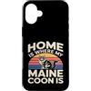 Maine Coon Cat Lover Home Retro Sunset Custodia per iPhone 16 Plus Casa è dove il mio Maine Coon è amante dei gatti