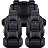 FFOCUS Coprisedili Auto in Pelle PU per BMW Serie 3/4 E46 E90 E91 E92 E93 F30 F31 F34 F35 G20 G21 F32 F33 F36,Coprisedile Anti Scivolo con Schienale Coprisedile Accessori Interni,A-Black