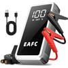 EAFC Avviatore di emergenza per auto, 5000 A, 12 V, batteria portatile (10 l gas/6 l diesel) con cavi di avviamento intelligenti, torcia LED e accessori completi, per auto, furgoni e moto, ecc