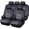 LVTFCO Auto Pelle Set Coprisedili per Dacia Duster 2018-2023, Impermeabile Antiscivolo Fodere Sedili Auto Pelle su Misura Copri-Sedile Anteriori Posteriori Accessori,Black Grey