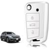 TOOMUME Cover Chiave Silicone, Custodia Chiave Adatto per VW Volkswagen Golf 7 Polo Tiguan Taigo Seat Leon Ibiza Skoda Octavia Superb Fabia, Copri Chiavi Bordo Oro & Argento Texture Pelle