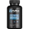 HyBlue Vitamina D3 + K2 Mk-7 360 Cpr | Vitamina D3 2000 UI + K2 100 Μg Alta Biodisponibilità | Vit D3 K2 Ossa, Denti e Difese Immunitarie | No Glutine Ne Lattosio, 100% Vegano | Fino 12 Mesi