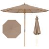 COSTWAY Ombrellone da Giardino 280 cm, Ombrellone Inclinazione Regolabile a 30°, con 8 Stecche, per Spiaggia Piscina Cortile (Marrone)