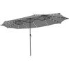 RELAX4LIFE Ombrellone Doppio da Giardino 4,5x 2,6m con Luci LED, Ombrellone Grande con Base, Apertura Manovella, Tetti Ventilati, per Patio, Cortile, Ristorante (Grigio-Luci, 4,5 x 2,6 M)