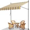 Fiqops Tenda da Sole a Bracci con Manovella, 250x120cm Tenda da Sole per Balcone, Regolabile in Altezza, Idrorepellente, Senza Forare, in metallo e 100% poliestere, Giallo Blu